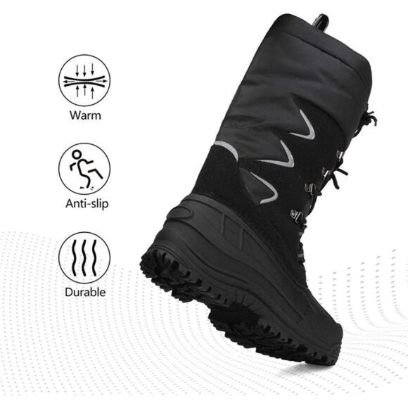 Men\'s Waterproof Hiking Winter Snow Boots Insulated Fur Liner Lightweight